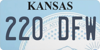 KS license plate 220DFW