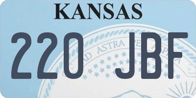 KS license plate 220JBF