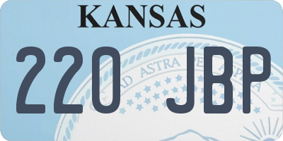 KS license plate 220JBP