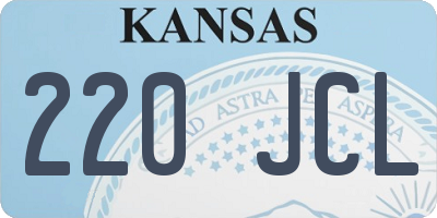 KS license plate 220JCL