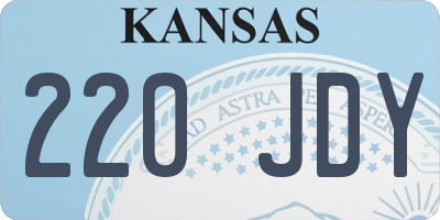 KS license plate 220JDY