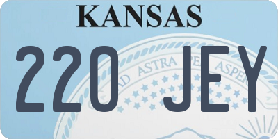 KS license plate 220JEY