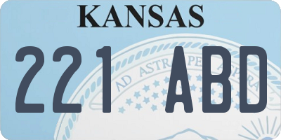 KS license plate 221ABD