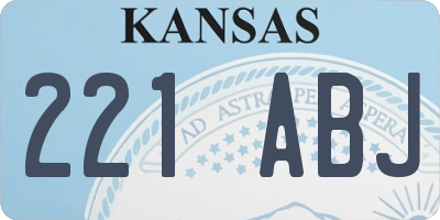 KS license plate 221ABJ