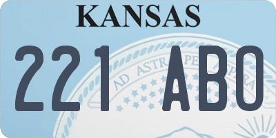 KS license plate 221ABO