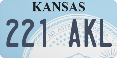 KS license plate 221AKL