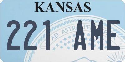 KS license plate 221AME