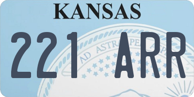 KS license plate 221ARR