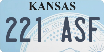 KS license plate 221ASF