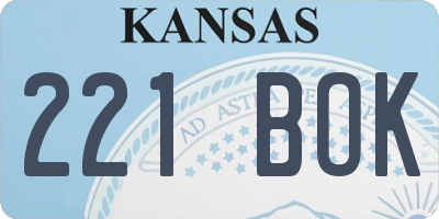 KS license plate 221BOK