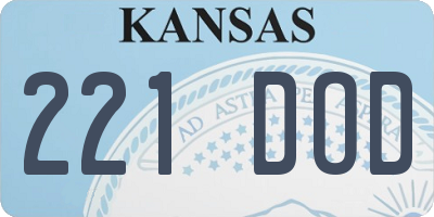 KS license plate 221DOD