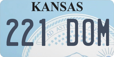 KS license plate 221DOM