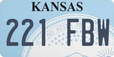 KS license plate 221FBW