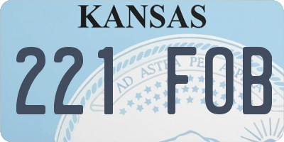 KS license plate 221FOB
