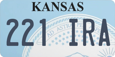 KS license plate 221IRA