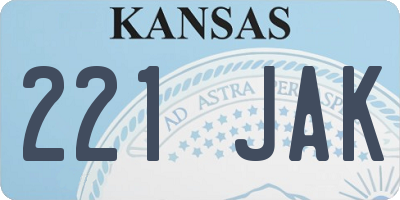 KS license plate 221JAK