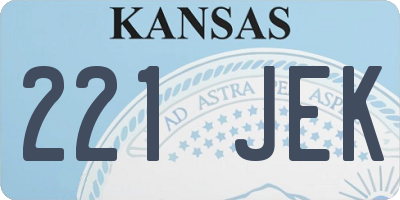 KS license plate 221JEK