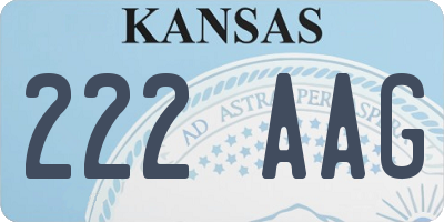 KS license plate 222AAG