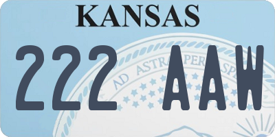 KS license plate 222AAW