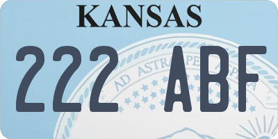 KS license plate 222ABF