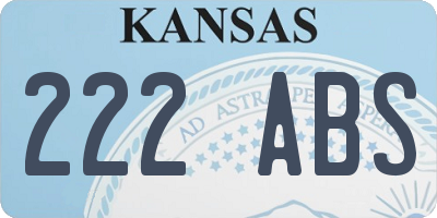 KS license plate 222ABS