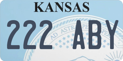 KS license plate 222ABY