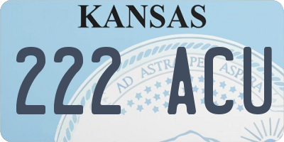 KS license plate 222ACU