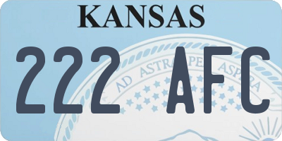 KS license plate 222AFC