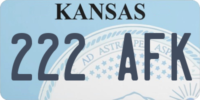 KS license plate 222AFK