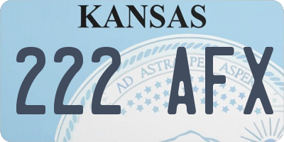 KS license plate 222AFX