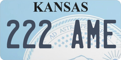 KS license plate 222AME