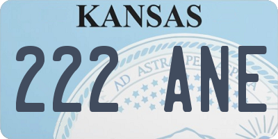 KS license plate 222ANE