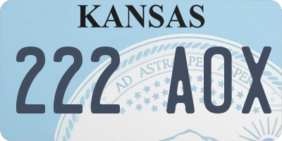 KS license plate 222AOX