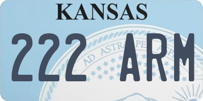 KS license plate 222ARM