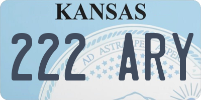 KS license plate 222ARY
