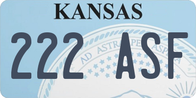KS license plate 222ASF