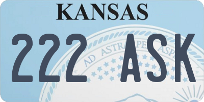KS license plate 222ASK