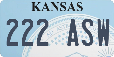 KS license plate 222ASW
