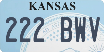 KS license plate 222BWV