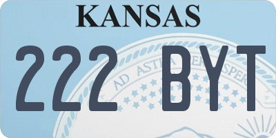 KS license plate 222BYT