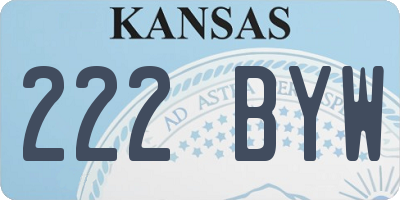 KS license plate 222BYW
