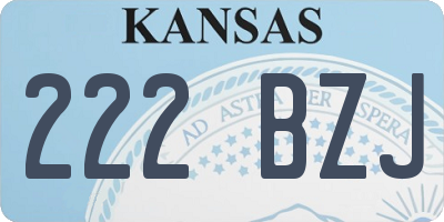 KS license plate 222BZJ
