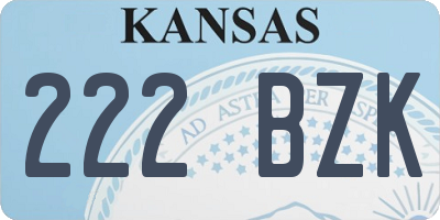 KS license plate 222BZK