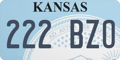 KS license plate 222BZO