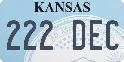 KS license plate 222DEC