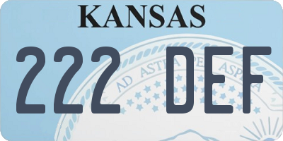 KS license plate 222DEF