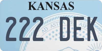 KS license plate 222DEK