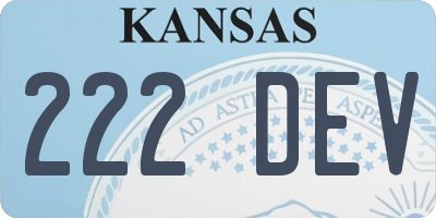 KS license plate 222DEV