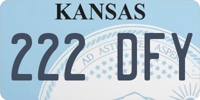 KS license plate 222DFY
