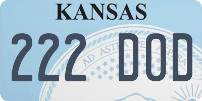 KS license plate 222DOD
